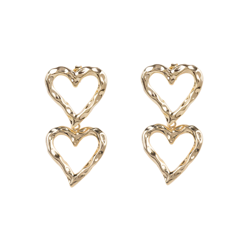 New ! Double organic heart earrings