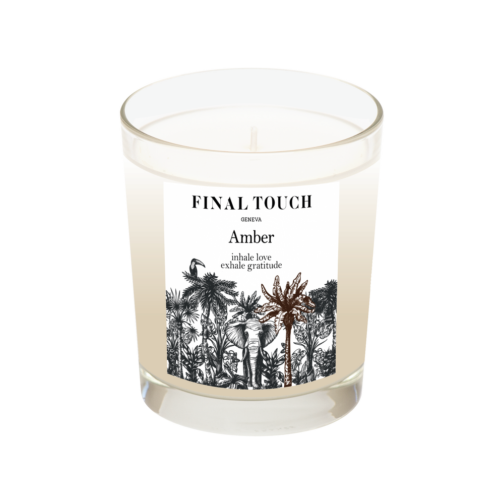 Final Touch scented candle in Amber - inhale love exhale gratitude