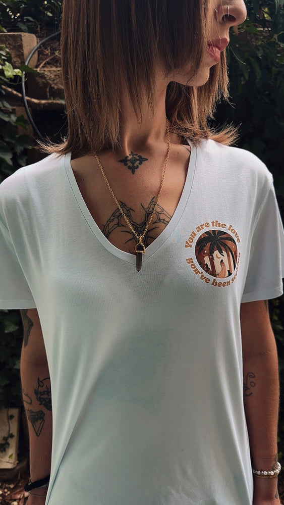 New ! "You are the love you've been seeking" V-neck t-shirt in white