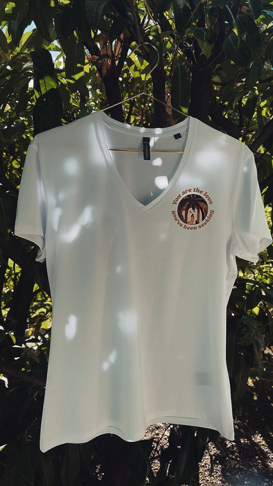 New ! "You are the love you've been seeking" V-neck t-shirt in white