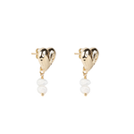 New ! Big solid heart earrings freshwater pearls